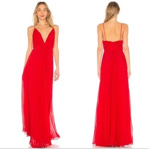 Jill Jill Stuart Pleated Ruby Red Maxi Dress Gown 0‎